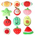 YARCHONN Squeaky Plush Dog Toys 12 Pack, Durable Chew Toys for Puppy, Cute Soft Stuffed Interactive Toys, Plush Squeaks Chew Toys for Small Medium Dogs Relieve Boredom. (Fruits Theme)