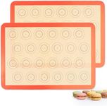 AMYONE Macaron Silicone Baking Mat, 2 PCS Half Sheet Silicone Mats for Baking, Non-Stick Silicone Cookie Sheet Liners for 13 x 18 Sheet Pan for Macaron/Cookie/Bread/Pastry, 11 5/8" x 16 1/2" Orange