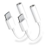 2Pack Apple MFi Certified Headphone Adapter for iPhone 15 Audio Adapter,USB C to 3.5mm Female Headphone Jack Adapter Type C to Aux Audio Dongle Cable Cord Compatible with iPhone 15/16Series,Pixel