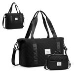 HYC00 Travel Duffel Bag for Women Travel Bag Convertible Cabin Bag 40X20X25 for Ryanair Expandable 45X36X20 for Easyjet Carry on Bag Hospital Holdall Bag Weekend Overnight Bag Sports Gym Bag,Black