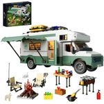 Holiday Camper Van Building Set, Compatible with Lego RV Camper Bricks Set with LED Lights, for 12+ Teens and Adults Creative Camping Car Building Toys (1586 PCS)