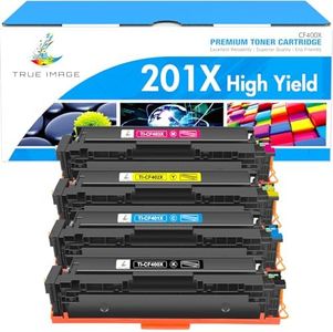 True Image 4Pack Compatible for HP 201X CF400X 201A CF400A Toner Cartridge HP M277dw M252dw HP Color Laserjet Pro MFP M277dw M277n M277c6 M277 M252 M252n M252dw Printer Ink CF400X CF401X CF402X CF403X