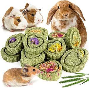 Sofier 12Pcs Timothy Hay Treats Rabbit Toys Bunny Toys Guinea Pig Natural Chews for Teeth Handmade Rabbit Chews and Treats Chinchilla Rat Hamster Gerbil
