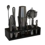 Highball & Chaser 13-Piece Boston Cocktail Shaker Set Stainless Steel Mixology Bartender Kit with Stand for Home Bar Cocktail Set Bar Tool Set E-Book with 30 Cocktail Recipes. (Gun Metal Black)