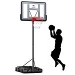 Portable Basketball Hoop Outdoor 4.8-10ft Height Adjustable - Basketball Hoops & Goals System for Youth and Adults, with 44in Shatterproof Backboard and PE Base