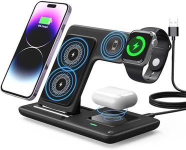 Wireless Charger,3 in 1 Wireless Charging Station,Fast Wireless Charger Stand for iPhone 15 14 13 12 11 Pro Max XR XS 8 Plus,for Apple Watch 8 7 6 5 4 3 2 SE,for AirPods Pro 3 2 (Black)