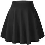 Urban CoCo Women's Basic Versatile Stretchy Flared Casual Mini Skater Skirt (S, Black)