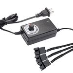 Delinx Triple 3-Pin and 4-Pin PC Fan Power Adapter, 12V Fan Speed Controller,100-240vAC to 3-12vDC Adjustable Power Supply