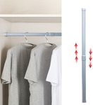 36 to 63 Inch Adjustable Closet Rod, Oval Closet Rod Wall Mounted Hanging Rod for Closet, Premium Aluminum Alloy Closet Pole Grey Closet Bar with Socket Set for Wardrobes, No Rust, With End Supports…