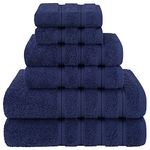 American Soft Linen Premium, Luxury Hotel & Spa Quality, 6 Piece Kitchen & Bathroom Turkish Genuine Cotton Towel Set, for Maximum Softness & Absorbency, [Worth $72.95] Navy Blue