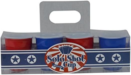 Fairly Odd Novelties Red & Blue Redneck Party Shot Glasses, 2oz Hard Plastic Melamine Cups, 4-Pack