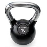Kobo 16 Kg Kettlebell Rubber Coated Cast Iron with Chrome Handle for Strength Training and Conditioning Fitness and Cross-Training, 16 kg (Multi Colour)