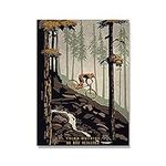 Retro Mountain Landscape Posters and Prints Illustration Bike Riding Canvas Paintings Vintage Wall Art Pictures Home Decoration (Color : B, Size : 50x70cm no Frame)