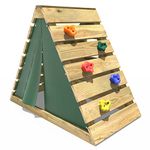 Rebo® Mini Wooden Climbing Pyramid Adventure Playset - Green | OutdoorToys | Strong and Sturdy Pressure Treated Timber - Colourful Climbing Rocks, Secret Hideaway