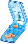 Pill Cutter - V- Grip Pill Crusher and Cutter for Vitamins, Big & Small Pills, and Medication - Transparent Pill Splitter with Pill Holder Case to Split