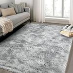 ASIinnsy Area Rugs Soft Fluffy Shaggy Rugs Living Room Grey Large Modern Plush Rug High Pile Non-Slip Bedroom Carpet Floor Mat Nursery Bedside Rug (Grey White, 120 x 160 cm)