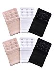 Bememo 6 Pieces Women's Bra Extenders Elastic Stretchy Bra Extension Strap for Girls Favors, 3 Rows x 3 Hooks (Black, White and Skin Color)