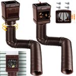 Heyseri 2 PCS Rain Gutter Downspout Extensions Flexible, Down Spout Drain Extension for Rainwater Drainage Flexible, Gutter Extension Flexible Extendable from 21 to 68 Inches - Brown