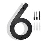 Hvatry 8’’ Modern Floating House Numbers for Outside, Large Black Shadow Home Number with Nails Kit & Template, Easy to Be Mounted for Exterior House Address, Garage Gate, Street, Farmhouse, Number 6