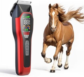 LEMULEGU Horse Clippers,Quiet 2-Speed Horse Grooming Clippers,Rechargeable Pet Shaver for Matted Long Hair,Cordless Wide-Blade Powerful Horse Trimmer Kit for Thick Coat #066 Red