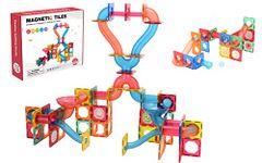 HAPPY HUES® 178 Pieces Magnetic Tiles- Marble Run Race Toy Track Play Set,3D Clear Educational Toys, Magnetic Blocks/Toys for Kids Ages 3 4 5 6 7 8 10+Year Old Boys Girls Creative Gift- Multicolor