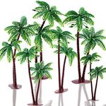 16 Pieces Plastic Green Palm Tree Coconuts Cupcake Topper Miniature Palm Tree Figurines Cake Decoration Micro Aquarium Garden Plant Building Model Landscape Scale Scenery 5.5 inch