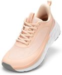 FitVille Women's Wide Slip on Running Shoes Breathable Walking Sneakers Non-Slip Tennis Shoes for Plantar Fasciitis Swollen Feet(Baby Blush, 8.5 Wide)