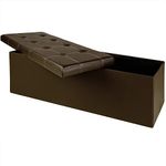 CASARIA® XL Faux Leather Foldable Ottoman Chest Bench with Padded Lid | 115x40x40cm | 130 Litres | Decorative Shoe Storage Box | Lounge Bedroom Hallway Furniture | Brown