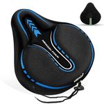 MSDADA New Large Gel Bike Seat Cover, Extra Soft Bike Seat Cushion for Men Women Comfort Wide, Fits Indoor/Outdoor/Exercise Bikes,Blue (11.22 inch x 10.03 inch)