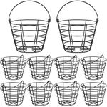 Wettarn 10 Pcs Metal Wire Golf Ball Basket with Handle Stainless Steel Golf Basket Golf Ball Holder Golf Ball Container for Summer Golf Storage Practice Accessories, Black, Holds 50 Balls