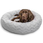 Best Friends by Sheri The Original Calming Donut Cat and Dog Bed in Lux Fur Gray Large 36x36