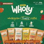 Wholy Wholegrain Fudgy Center Filled Cake | High Fibre | Moist & Delicious | Eggless | Trans Fat Free | Multigrain Nutritious Balanced Snack - 40g, 2 Pcs Chocolate, 2 Pcs Hazelut, 1 Pc Peanut Butter, 1 Pc Coffee (Pack Of 6)