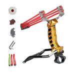NISPOTDOR Slingshots for Hunting, Outdoor Professional Slingshot Set for Adults, High Velocity Catapult Sling Shot with 1 Target, 100 Ammo Balls and 3 Rubber Bands (Golden)
