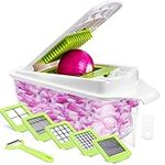 Vegetable Chopper Veggie Chopper, 12-in-1 Food Choppers and Dicers Hand, Onion Cutter Potato Salad Fruit Apple Carrot with Container Cutter, 12pcs