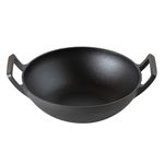 Maharaja Cast Iron Karahi 26cm with Glass lid, Cool Touch Handle, Induction Safe, Black