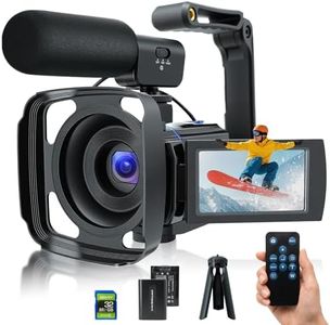 5K Video Camera Camcorder, UHD 64MP Vlogging Camera for Youtube with 3.0” 270° Rotatable Touchscreen, 16X Zoom Video Recorder with IR Night Vision/Microphone/Stabilizer/Lens Hood/2 Batteries/32GB Card