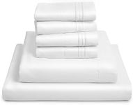 Mellanni Queen Sheets Set - 6 PC Iconic Collection Bedding Sheets & Pillowcases - Hotel Luxury, Ultra Soft, Cooling Bed Sheets - Deep Pocket up to 16 inch - 6 PC (Queen, White w/Extra Pillow Cases)