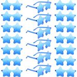 BOUBONI Star Sunglasses Rimless Transparent Pentagram Shaped Sunglasses Bulk Party Favor Glasses for Women (20, Blue)