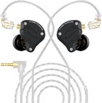 KZ ZS10 Pro IEM Headphone, KZ in Ear Monitor Wired Earbuds 4BA+1DD 5 Drivers Metal in Ear Earphones with Stainless Steel Faceplate, 2Pin Detachable Cable for Musician Singer (Matte Black, Without Mic)