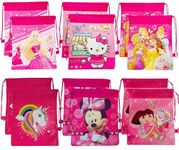 Drawstring Sack Bags (Pack of 12), Girl's Mix Design Cartoon Dori Goodies Bags for kids, Birthday Return Gifts for Kids All Age Group