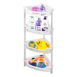 ADEPTNA Strong White Plastic Shower Caddy Corner Shelf Bathroom Rack Kitchen Storage Unit - Quick to Build - Easy to Clean (4 TIER BATH RACK)