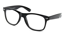 retroUV® Clear Retro Style Oversized Black Frame Nerd Geek Glasses