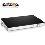 GiantexUK Electric Food Warmer, Stainless Steel Buffet Tray with Adjustable Temperature Control, Handles & Anti-Slip Foot Pads, Food Warming Plate for Home Restaurant Dinner (300W, 0-110°C)