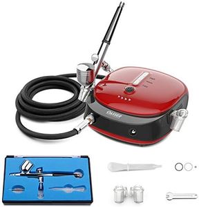 Oasser Airbrush Kit with Compressor Portable Airbrush Compressor Rechargeable with LED Lights for Painting Modeling Makeup Art Creation Suitable for Beginners Red