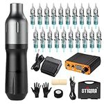 STIGMA Tattoo Rotary Machine Kit Complete Tattoo Pen with 20Pcs Cartridges Needles Digital Display Power Supply Tattoo Kit with Plastic Box for Beginners and Tattoo Artists STP7KITP192-1-UK