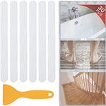 V-TOP 30 PCS Non Slip Shower Stickers, Safety Shower Non Slip Adhesive Strips Treads for Bathroom Floor Tub Stairs Ladders Pools Boats, Bathtub Appliques for Adults & Kids with Scraper (Clear)