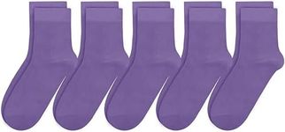 SERISIMPLE Colorful Quarter Ladies Crew Socks Breathable Solid Pastel Light Color Thin Bootie Unisex Sock 5 Pairs (s,Lavender Purple)