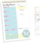 Decorably Weekly Planner Pad Portrait - Weekly Planner Notepad, 52 Easy Tear-Off Sheets Weekly To Do List Notepad Spiral, 6.5x10in Spring-Bound Weekly Todo List Notepad, Weekly Planner Pad