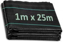ANSIO Weed Control Membrane 1x25M Heavy Duty Weed Control Fabric,Ground cover Membrane, UV stabilised Weed Barrier Fabric. Ideal for use in Patios, Garden, Flower beds, Landscaping - weed suppressant
