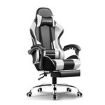 GTPLAYER #1USA Gaming Chair with Massageable Cushion and Footrest, Office Chair for Study Table, Adjustable Swivel Chair with Lumbar Support, Headrest, Ergonomic Design for Office or Gaming